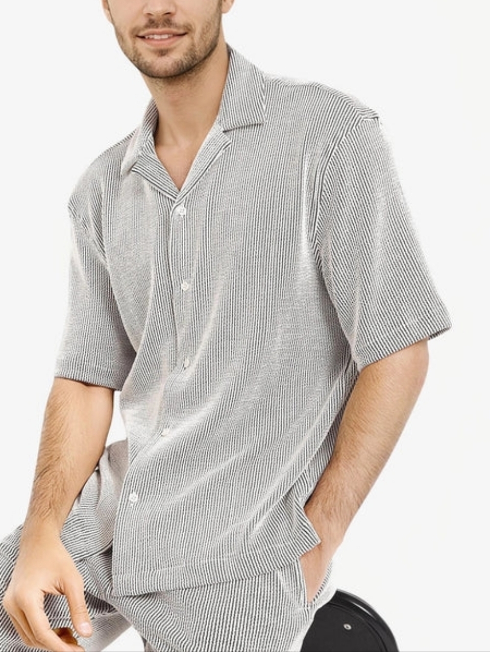 Zara Short Sleeve Stripe Button Up Shirt